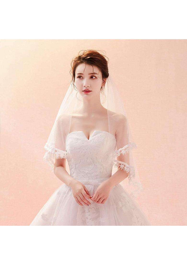 Ubersweet Imported Single Tier Lace S Veil Bridal Wedding Veil Br Elegent Accessory - Indya