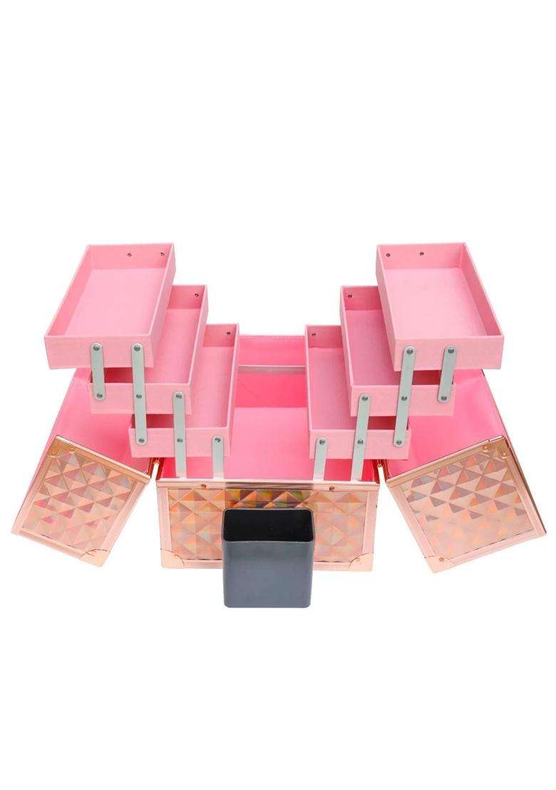 Adson Professional Beauty Makeup Cosmetic Vanity Case Box Rose Gold 1 - Indya
