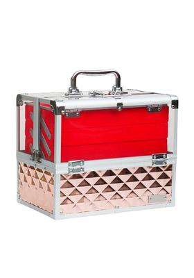 Adson Professional Beauty Cosmetic Makeup Vanity Box Train Case with Folding Mirror Rose Gold