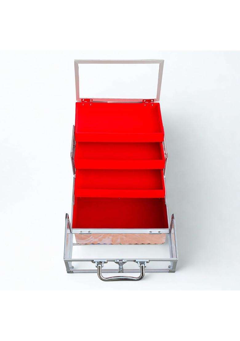 Adson Professional Beauty Cosmetic Makeup Vanity Box Train Case with Folding Mirror Rose Gold - Indya