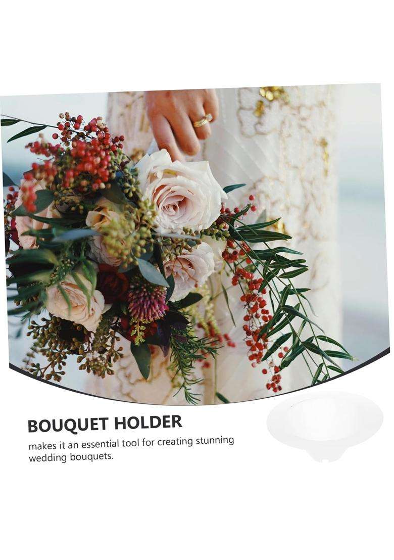 Gririw White 4Pcs Wedding Kit Bridal Bouquet Holders Floral Foam Collar Handles for DIY Bouquets Floral - Indya