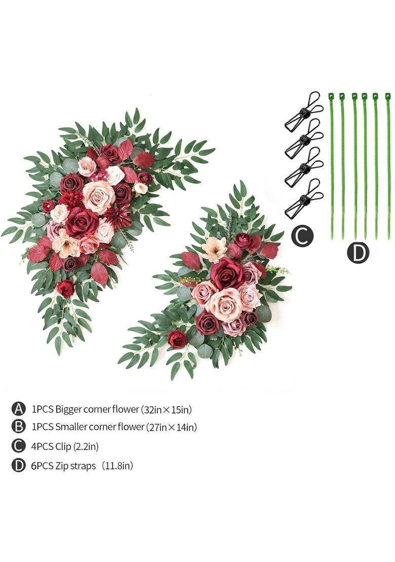 Weieryue Artificial Wedding Arch Flowers Kit for Wedding Arch Bridal Shower Pack of 2 - Indya