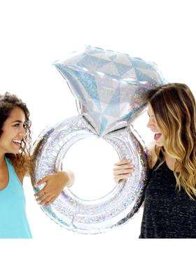 Rhinestonesash 7 Piece Bridal Balloon Kit Silver Wedding Ring and Confetti Balloons Engagement Proposal