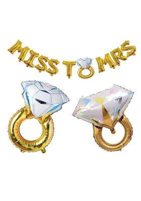 Shuntai Gold Engagement Party Decorations Ring Balloons Gold 16 Inch Miss to Mrs Letter Balloons Banner Kit