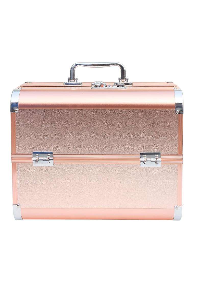 Adson Professional Beauty Makeup Cosmetic Vanity Case Box Big Size Rose Gold Daimond Colour - Indya