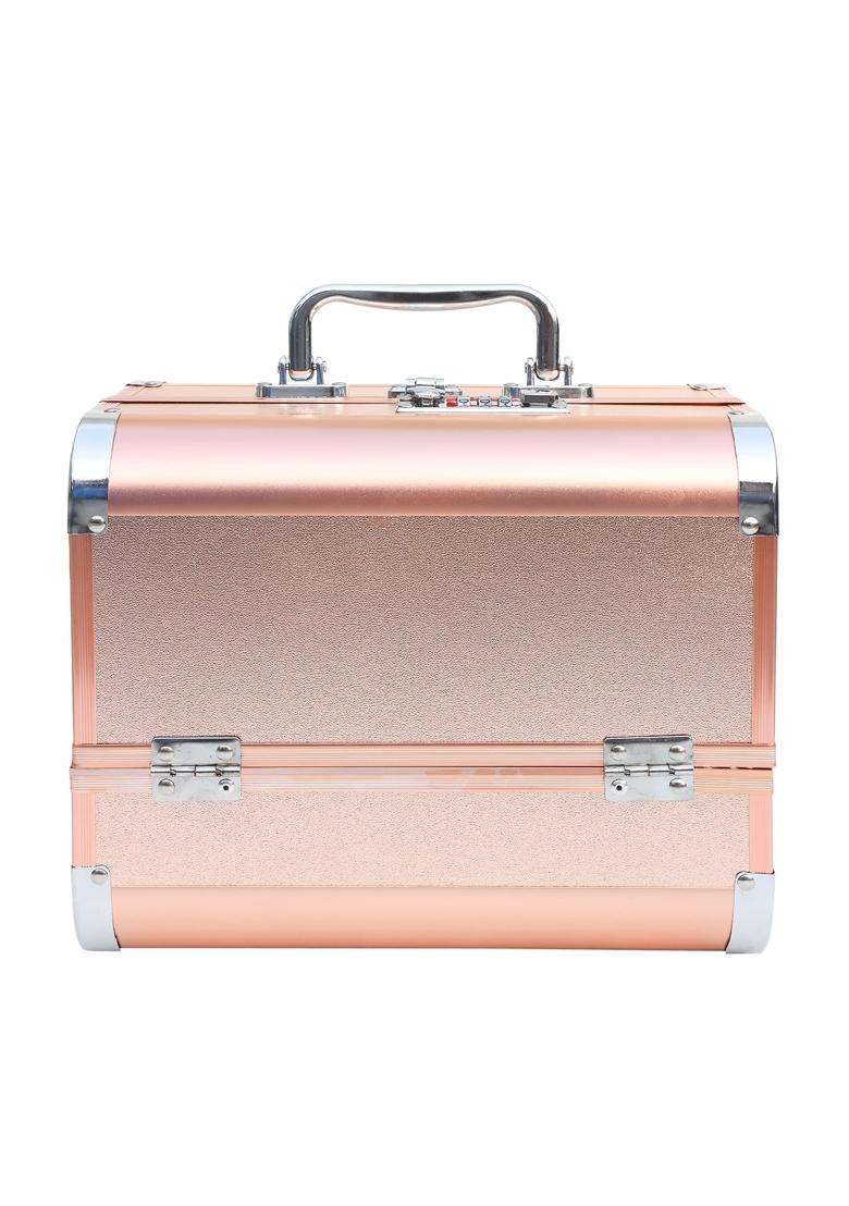 Adson Professional Beauty Makeup Cosmetic Vanity Case Box Daimond Gold - Indya