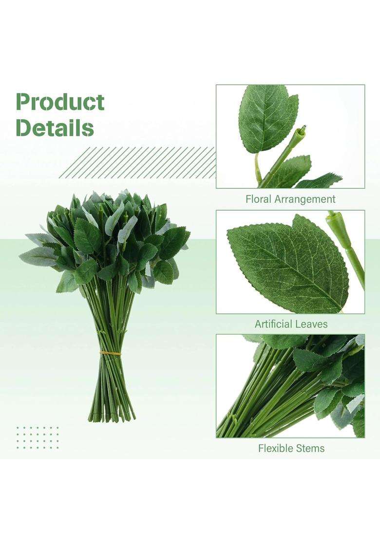 Cdoky 50Pcs Rose Stem and Calyx Kit DIY Floral Wedding Bouquet Party Decor Supply - Indya