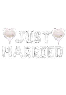 Kungoon Just Married Balloon Banner 16 Inch Quality Wedding Bachelorette Bridal Shower Wedding Engagement