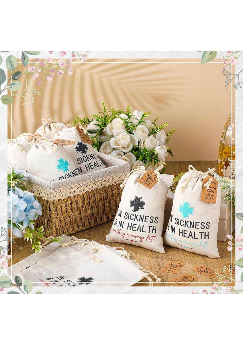 Satinior Multicolor 24 Set Hangover Recovery Kit Bags 5 X 7 in Sickness and Health Wedding Hangover Survival - Indya