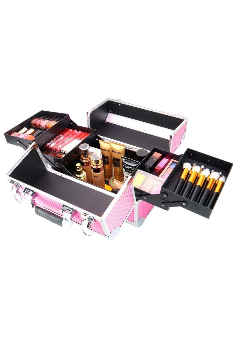 NFI Essentials Aluminium Cardboard Plastic Makeup Organizer Box Cosmetic Storage Case for Women Girls Vanity - Indya