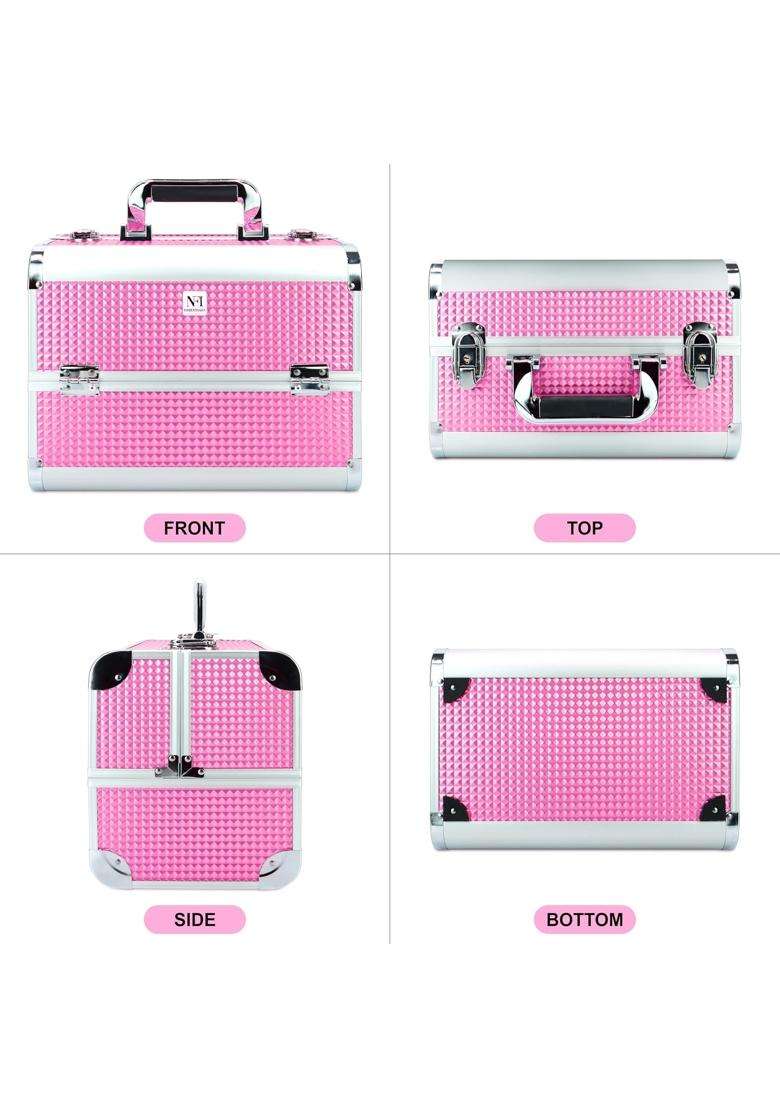 NFI Essentials Aluminium Cardboard Plastic Makeup Organizer Box Cosmetic Storage Case for Women Girls Vanity - Indya