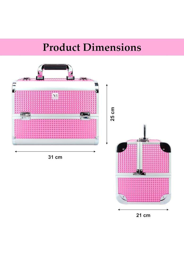 NFI Essentials Aluminium Cardboard Plastic Makeup Organizer Box Cosmetic Storage Case for Women Girls Vanity - Indya