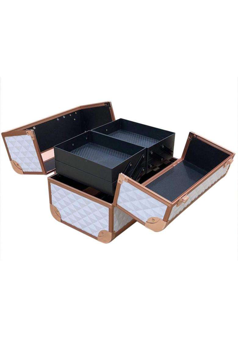 Adson Professional Makeup Box Cosmetics Case Jewelry Organiser Vanity Make Up Storage Box Beauty Train Case - Indya