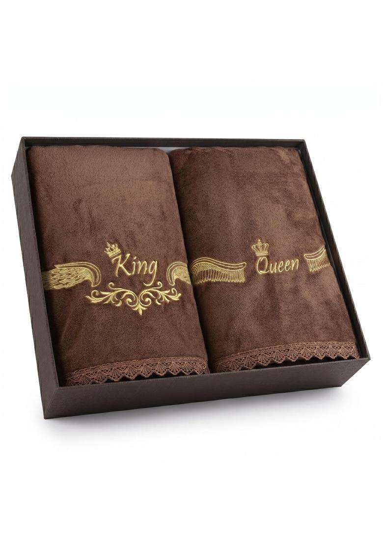 Luxury King and Queen Bath Towel Set Premium Ultra Soft Plush Embroidered His and Hers Couple Towels in Gift - Indya