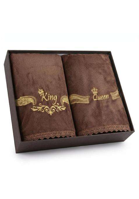 Luxury King and Queen Bath Towel Set Premium Ultra Soft Plush Embroidered His and Hers Couple Towels in Gift