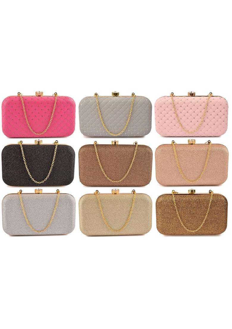 Ailtino Handicraft Beautiful Bling Box Clutch Bag Purse for Bridal Casual Wedding - Indya