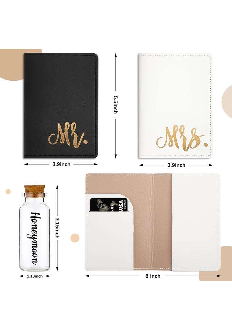 Saintrygo 5 Pcs Mr and Mrs Passport Holder Cover Valentines Day Bridal Gift Travel Luggage Tag Honeymoon Set - Indya
