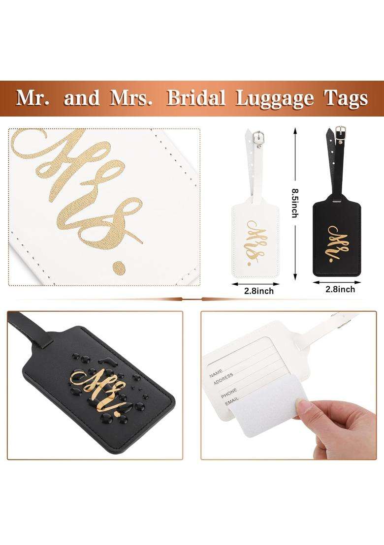 Saintrygo 5 Pcs Mr and Mrs Passport Holder Cover Valentines Day Bridal Gift Travel Luggage Tag Honeymoon Set - Indya