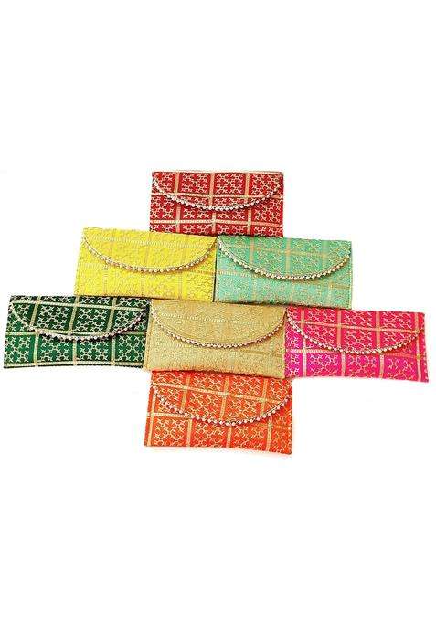 Trendifly Multicolour Embroidery Checks Design Wedding Return Gift Clutch for Women Wholesale Bridal Traveling
