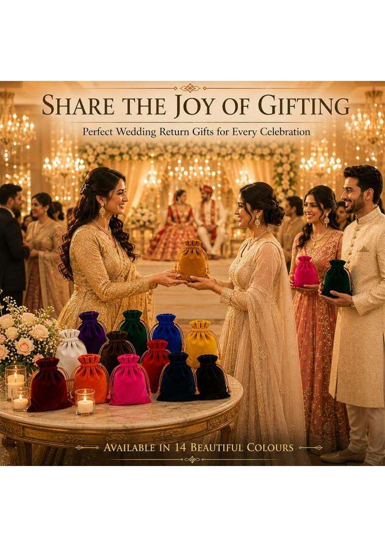 Dulhan Vibrant Velvet Potli Bags for Wedding Return Gifts for Ladies Set of 50 - Indya