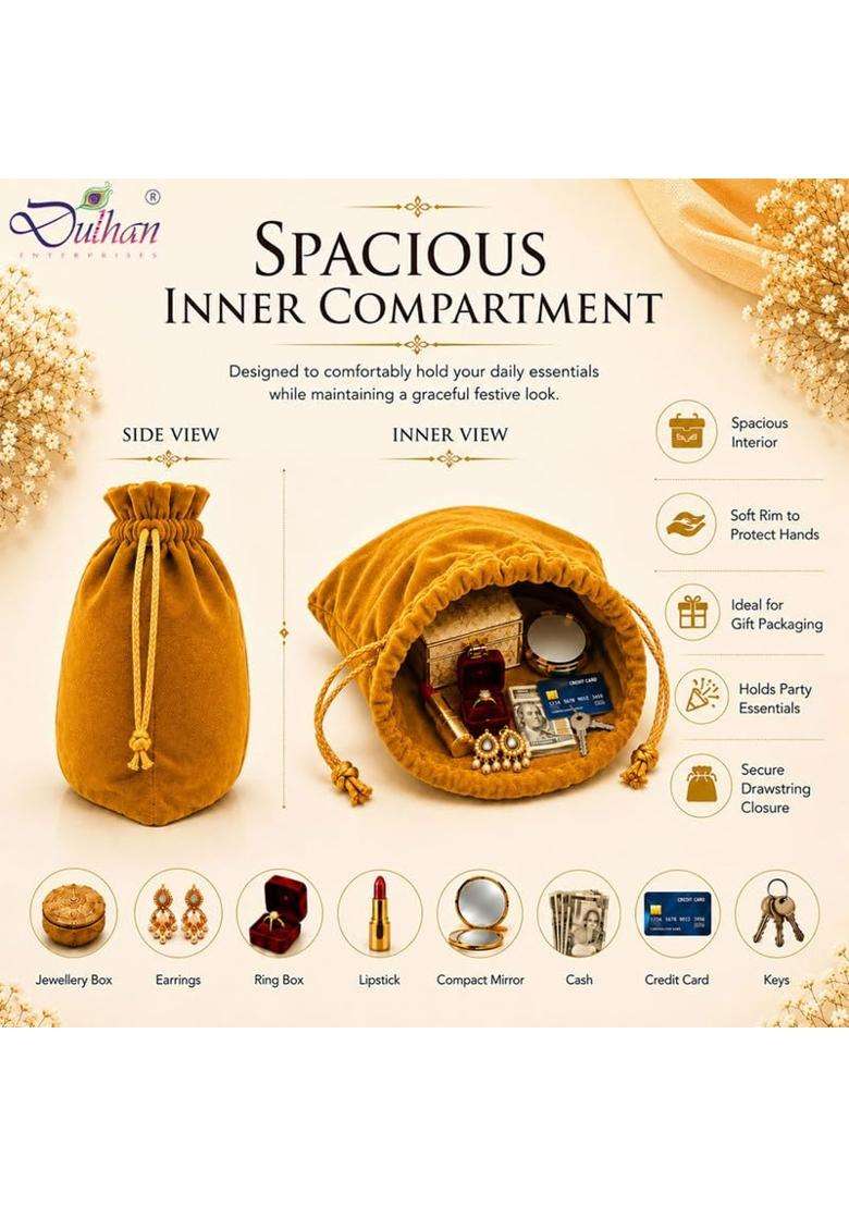 Dulhan Vibrant Velvet Potli Bags for Wedding Return Gifts for Ladies Set of 50 - Indya