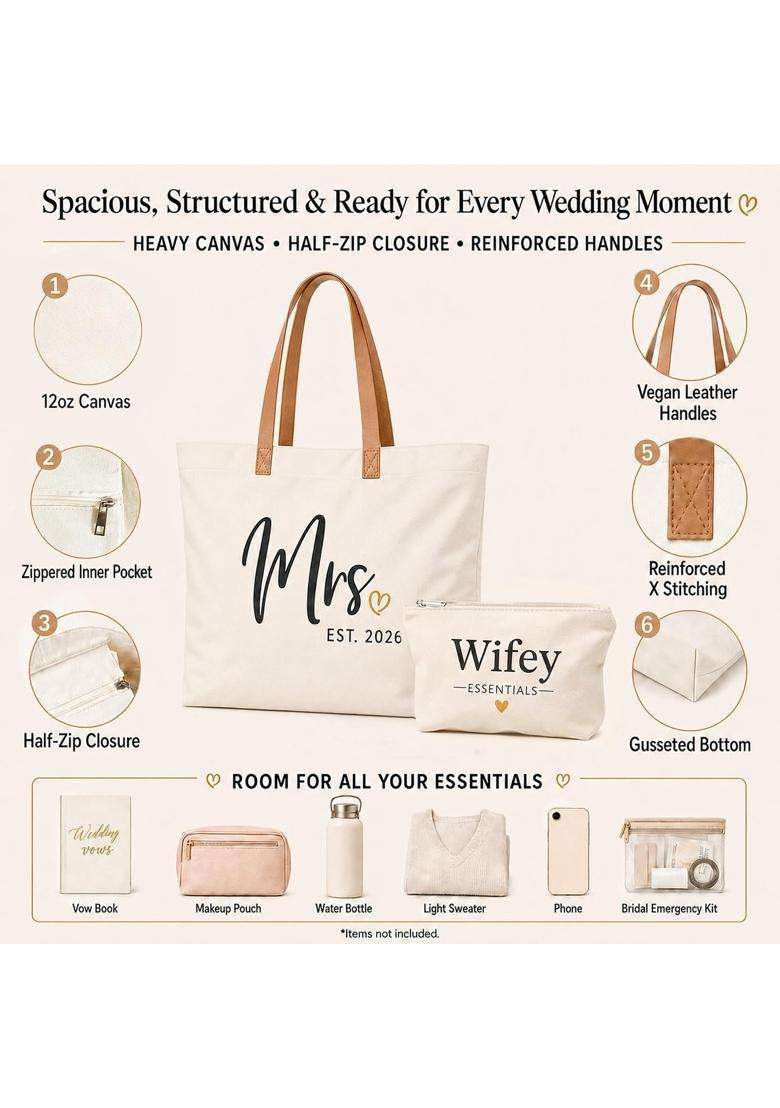 Elegantpark Mrs Bag Mrs Gifts Bride Gifts Wedding Bridal Shower Bachelorette Party Honeymoon Present Bride - Indya