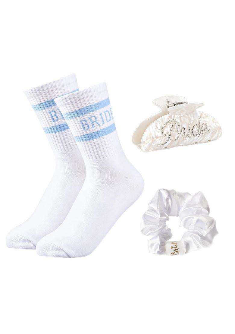 Virtegasas Bride to Be Gift Set Bride Socks and Hair Claw Clip - Indya