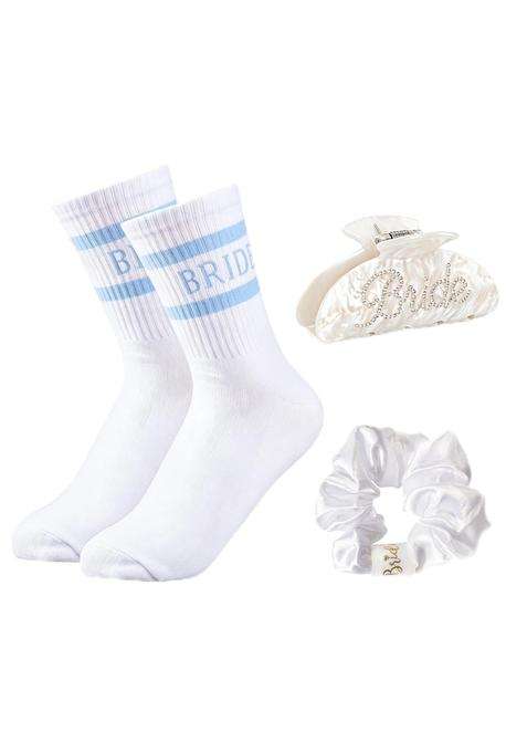 Virtegasas Bride to Be Gift Set Bride Socks and Hair Claw Clip