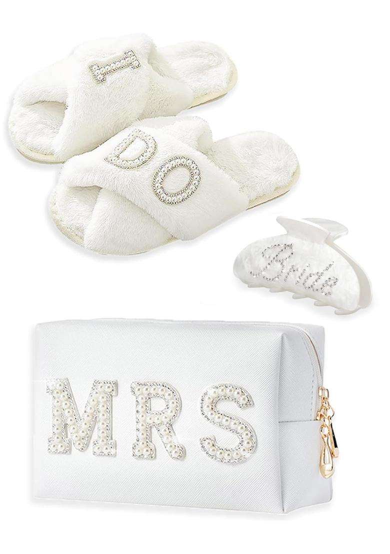 Vivajoy Bride to Be Gifts Bridal Shower Gifts and Wedding Gifts for Bride Gift Set Makeup Bag Slippers - Indya