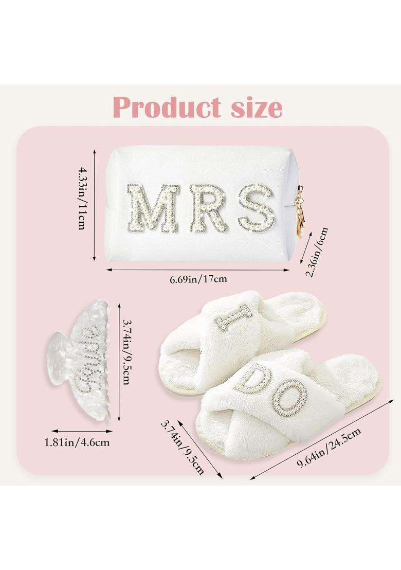 Vivajoy Bride to Be Gifts Bridal Shower Gifts and Wedding Gifts for Bride Gift Set Makeup Bag Slippers - Indya