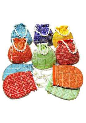 Trendifly Traditional Pearl Handle Potli Bag Bridal Wedding Return Gift Drawstring Batua Bag Wholesale