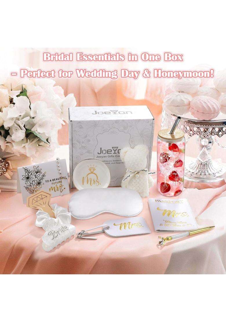 Joeyan White Bride to Be Gifts Box 10Pcs Bridal Shower Gifts for Bride Engagement to Honeymoon Gift for Her - Indya