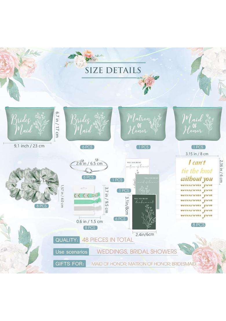 Cunno 48 Pcs 8 Sets Bridesmaid Proposal Gifts Bulk Wedding Will You Be My Maid of Honor Matron of Honor Gifts - Indya