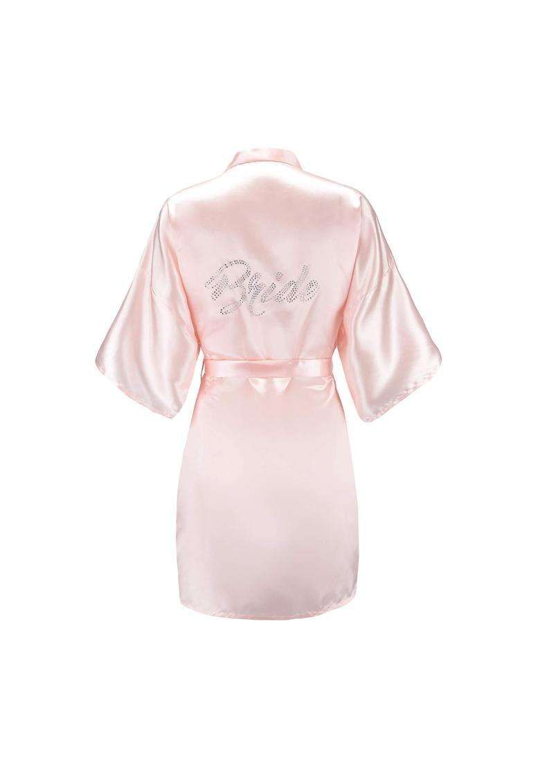 Eplaza Silver Rhinestone Bride Bridesmaid Satin Robes Wedding Day One Size - Indya