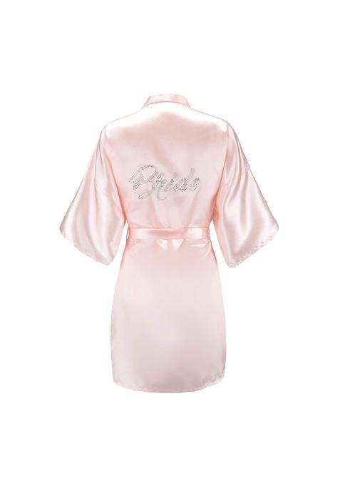 Eplaza Silver Rhinestone Bride Bridesmaid Satin Robes Wedding Day One Size