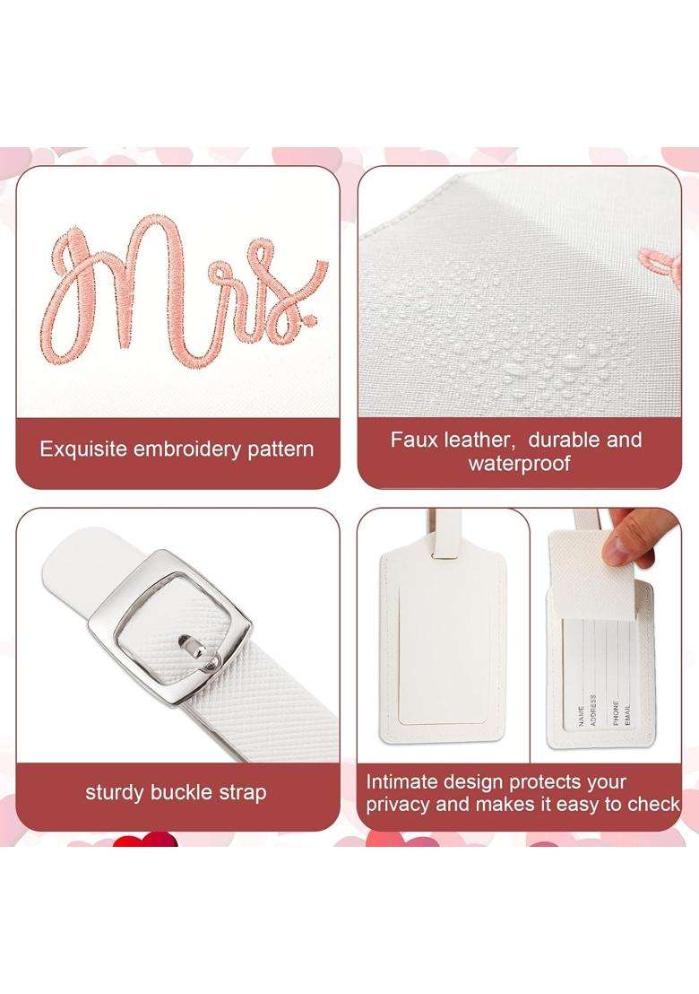 Weewooday 5 Pieces Mr and Mrs Luggage Tags and Passport Holders Honeymoon Gift Set with Sand Keepsake Jar - Indya