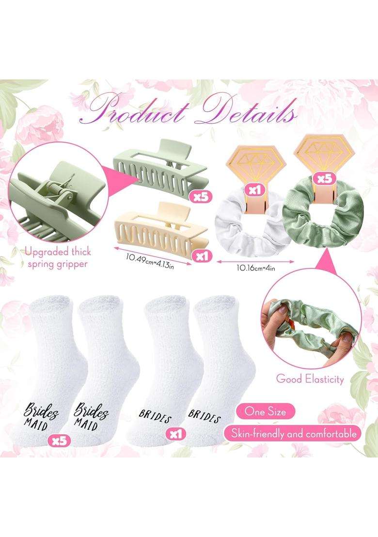 Bonuci 24 Pieces Bridal Shower Gift Set Including Bridal Robes Bridesmaids Hair Claws - Indya