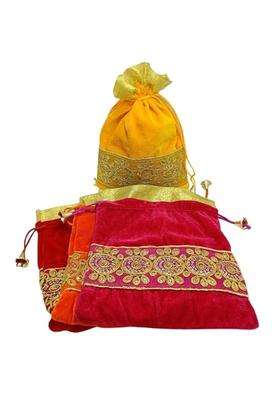 Multicolour Ruwaza Art Creations Velvet Lace Potli Batwa Bag Bridal Purse Women Handbag Shagun Pouch Return