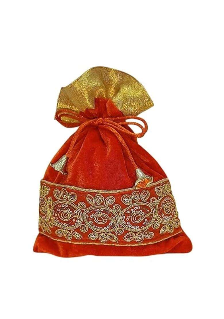Multicolour Ruwaza Art Creations Velvet Lace Potli Batwa Bag Bridal Purse Women Handbag Shagun Pouch Return - Indya