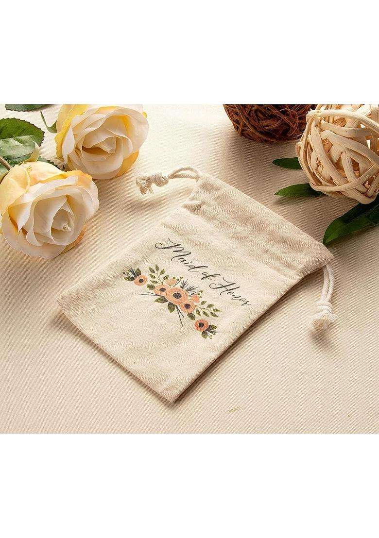 Juvale Maid of Honor Gift Set 1 Cotton Canvas Tote Bag and 1 Drawstring Pouch for MOH - Indya