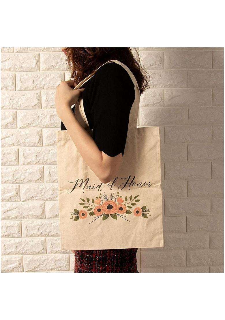 Juvale Maid of Honor Gift Set 1 Cotton Canvas Tote Bag and 1 Drawstring Pouch for MOH - Indya