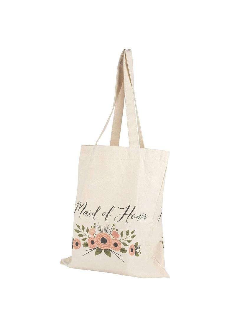 Juvale Maid of Honor Gift Set 1 Cotton Canvas Tote Bag and 1 Drawstring Pouch for MOH - Indya