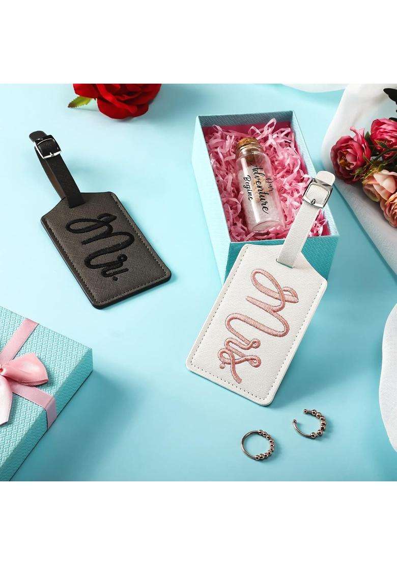 Geiserailie 2 Pcs Mr and Mrs Luggage Tags Set Honeymoon Essentials Gifts Honeymoon Sand Keepsake Just Married - Indya