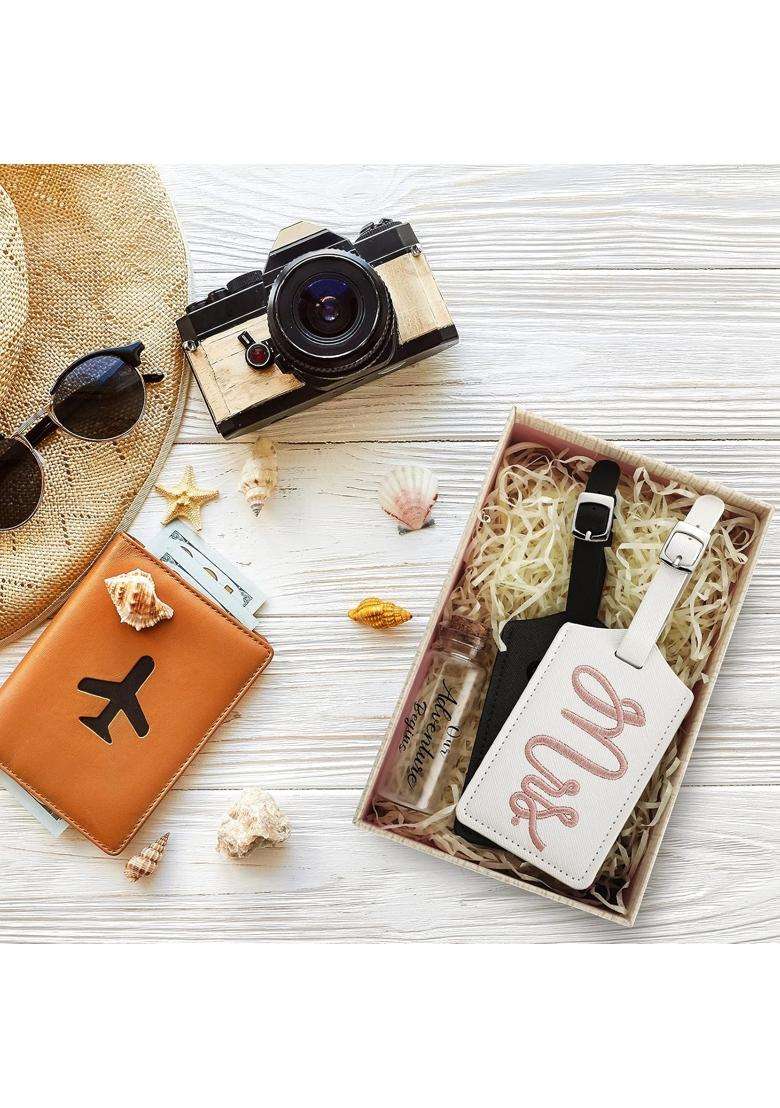 Geiserailie 2 Pcs Mr and Mrs Luggage Tags Set Honeymoon Essentials Gifts Honeymoon Sand Keepsake Just Married - Indya