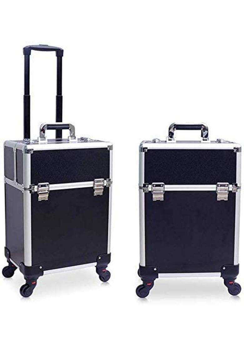 Adson Professional Beauty Makeup Cosmetic Aluminium Vanity Trolley Black - Indya