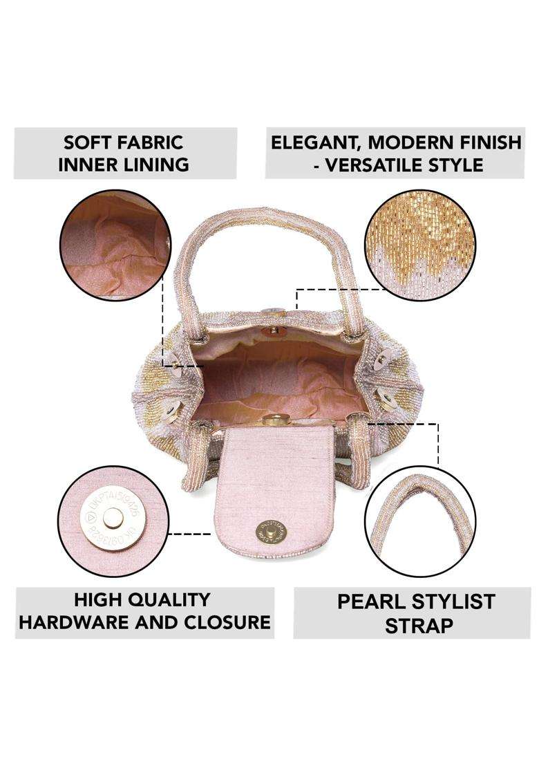 Aheli Potli Bag Gift for Women Handmade Evening Wristlet Handbags Stylish Bridal Purse Fashion Bag - Indya