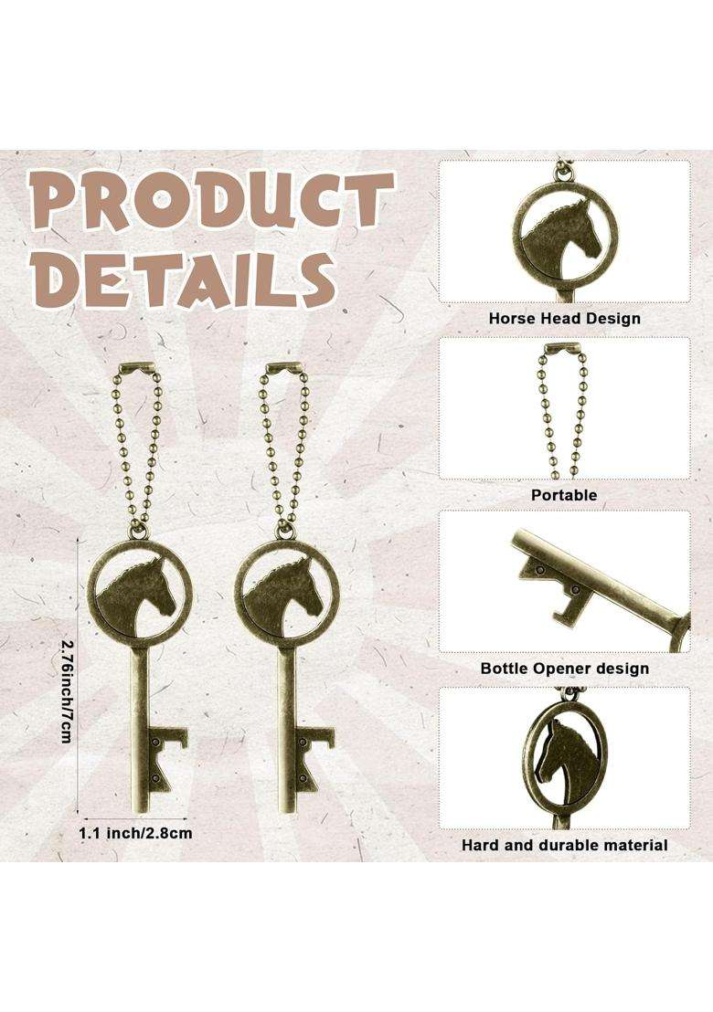 Vesici 50 Sets Horse Bottle Opener Bulk Vintage Rustic Horse Keychain Beaded Chain Western Theme Gift - Indya