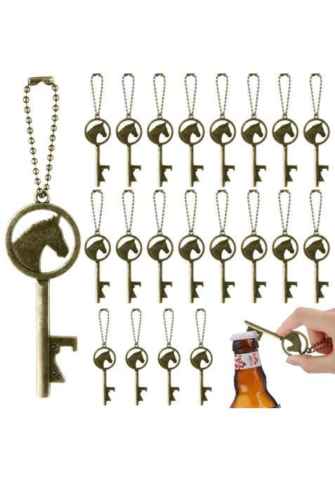 Vesici 50 Sets Horse Bottle Opener Bulk Vintage Rustic Horse Keychain Beaded Chain Western Theme Gift