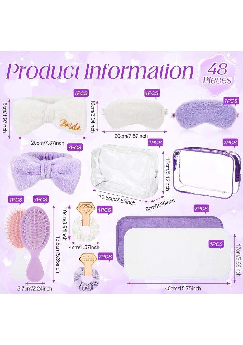 Suncalla 48 Piece Bridesmaid Proposal Gift Set Includes Hair Ties Hair Ties Sleep Mask Hair Brush - Indya