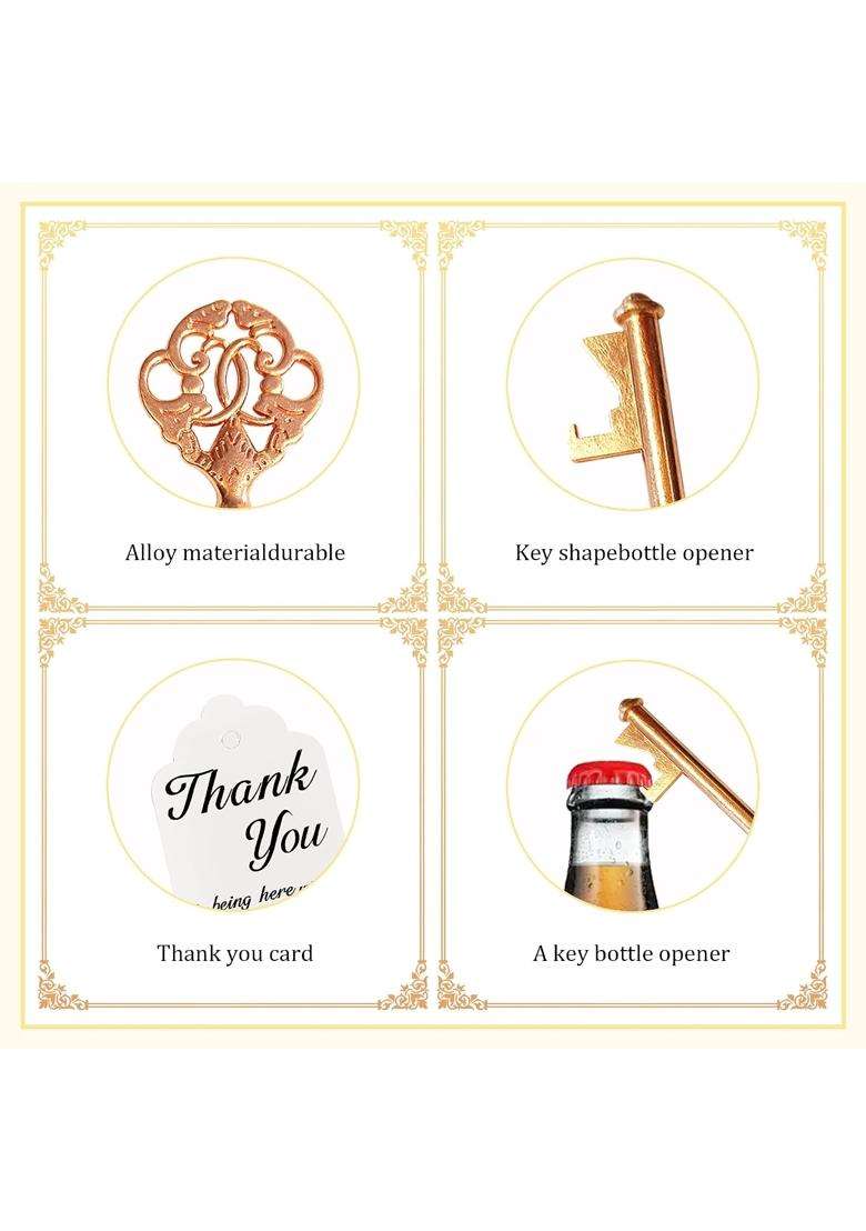 Aebderp Bulk Wedding Favors Party Gifts 52 Set Vintage Skeleton Key Bottle Openers - Indya